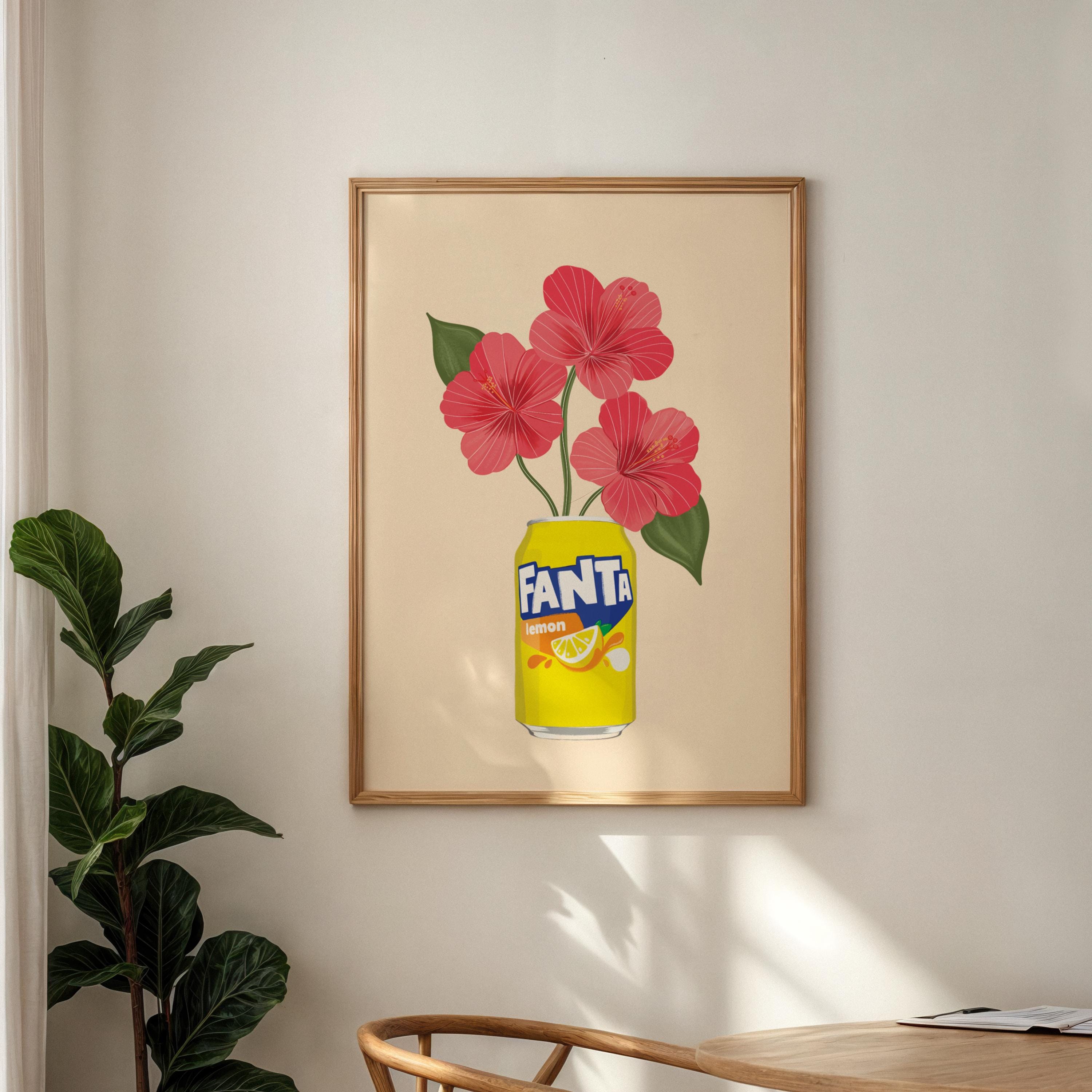 Lemon Fanta inspired Print: Summer Hibiscus Flower Wall Art