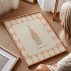 Chicken Wine: Trendy Pattern Kitchen Wall Art, Home Bar