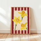 Stripe Daffodil Print, Easter Floral Decor, Spring Wall Print