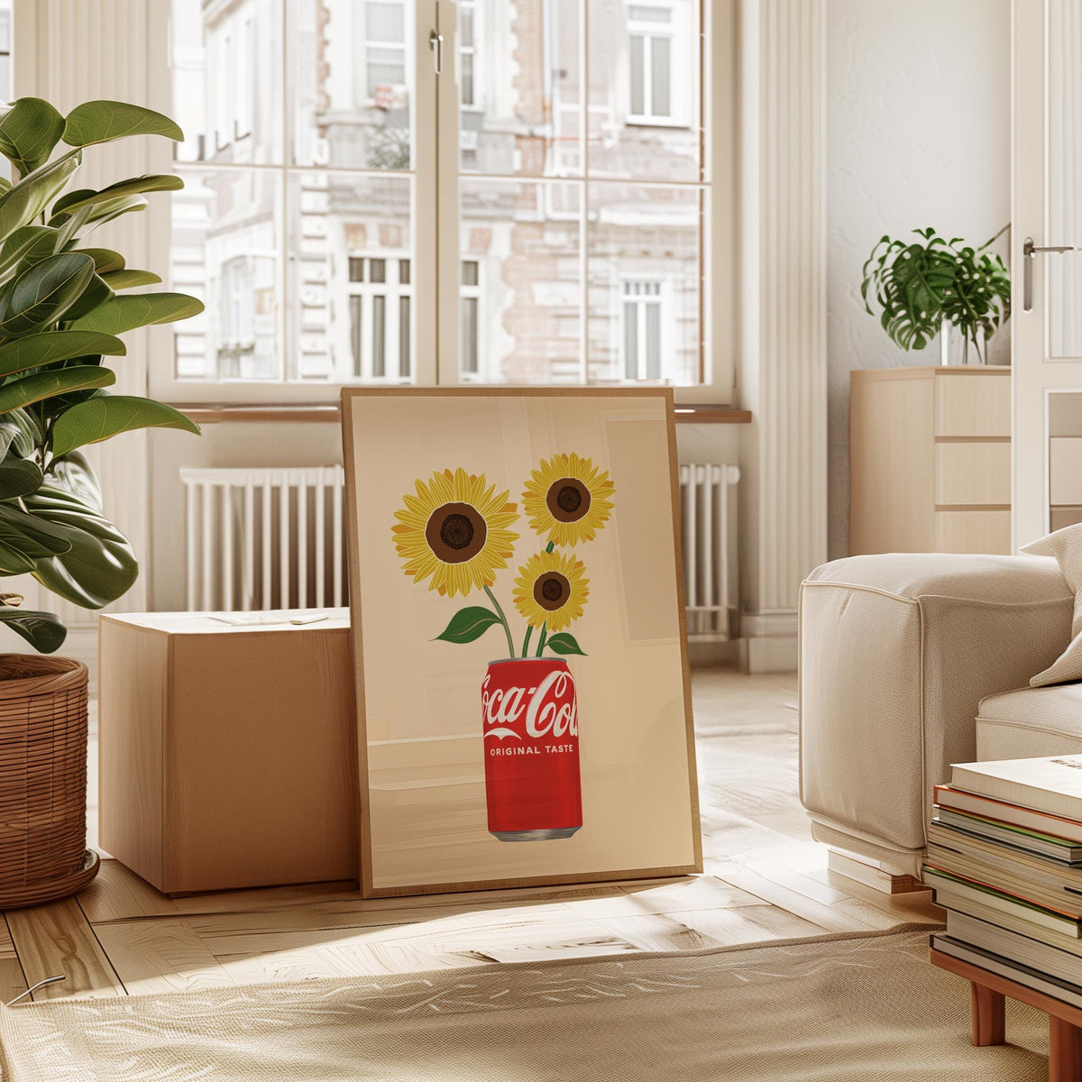 Coke and Sunflowers Print: Coke Lover's Kitchen Wall Art