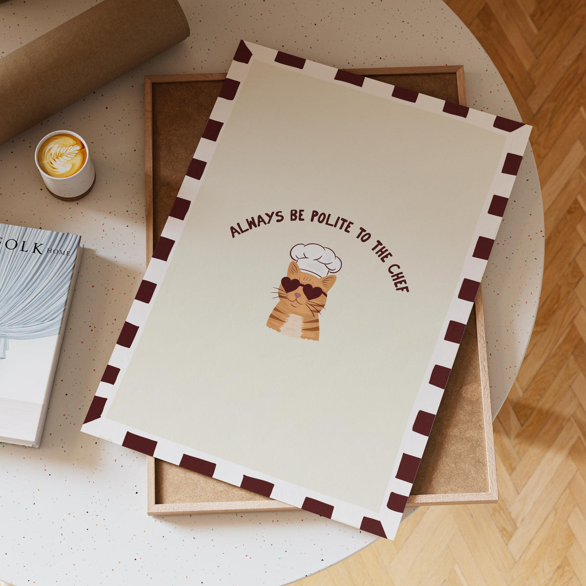 Ginger Cat Kitchen Print, Always Be Polite To The Chef