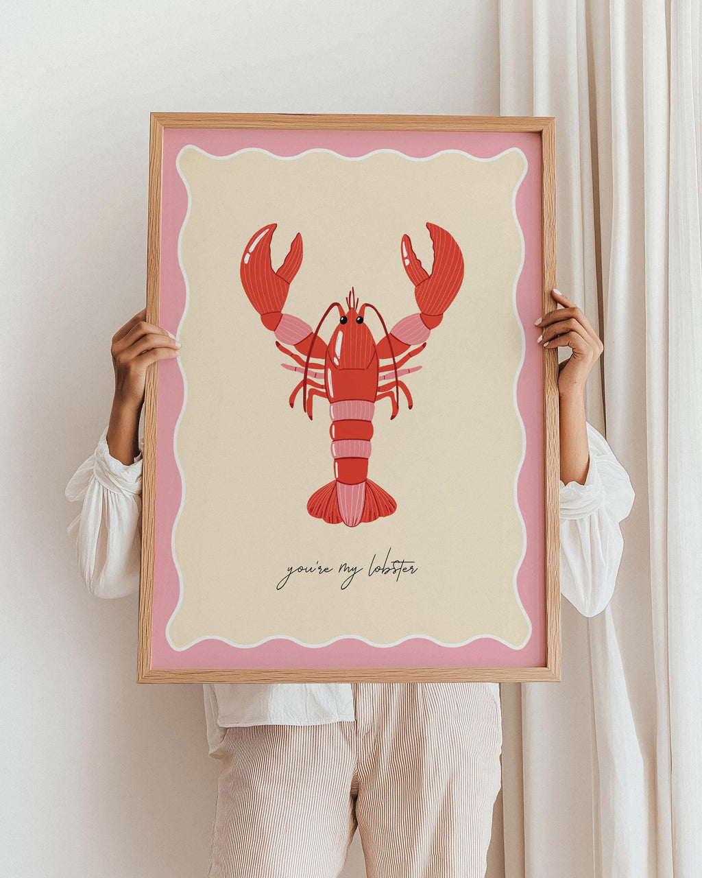 Lobster Wall Art Print: Pink Coastal Home Decor