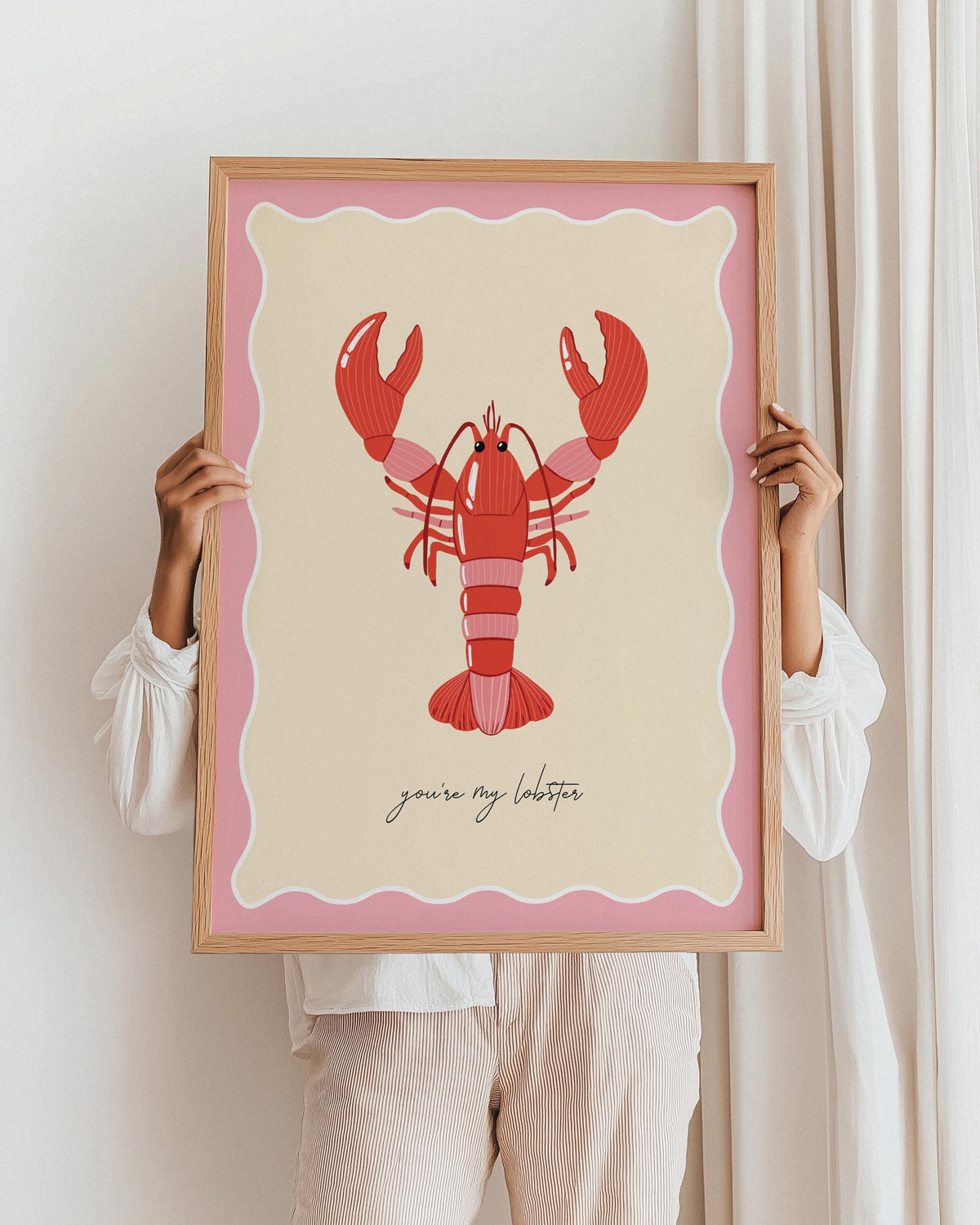Lobster Wall Art Print: Pink Coastal Home Decor