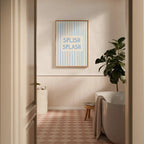 Splish Splash Bathroom Print: Soft Blue Wall Art