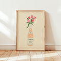 Chicken Wine & Tulips Print: Trendy Kitchen Wall Art