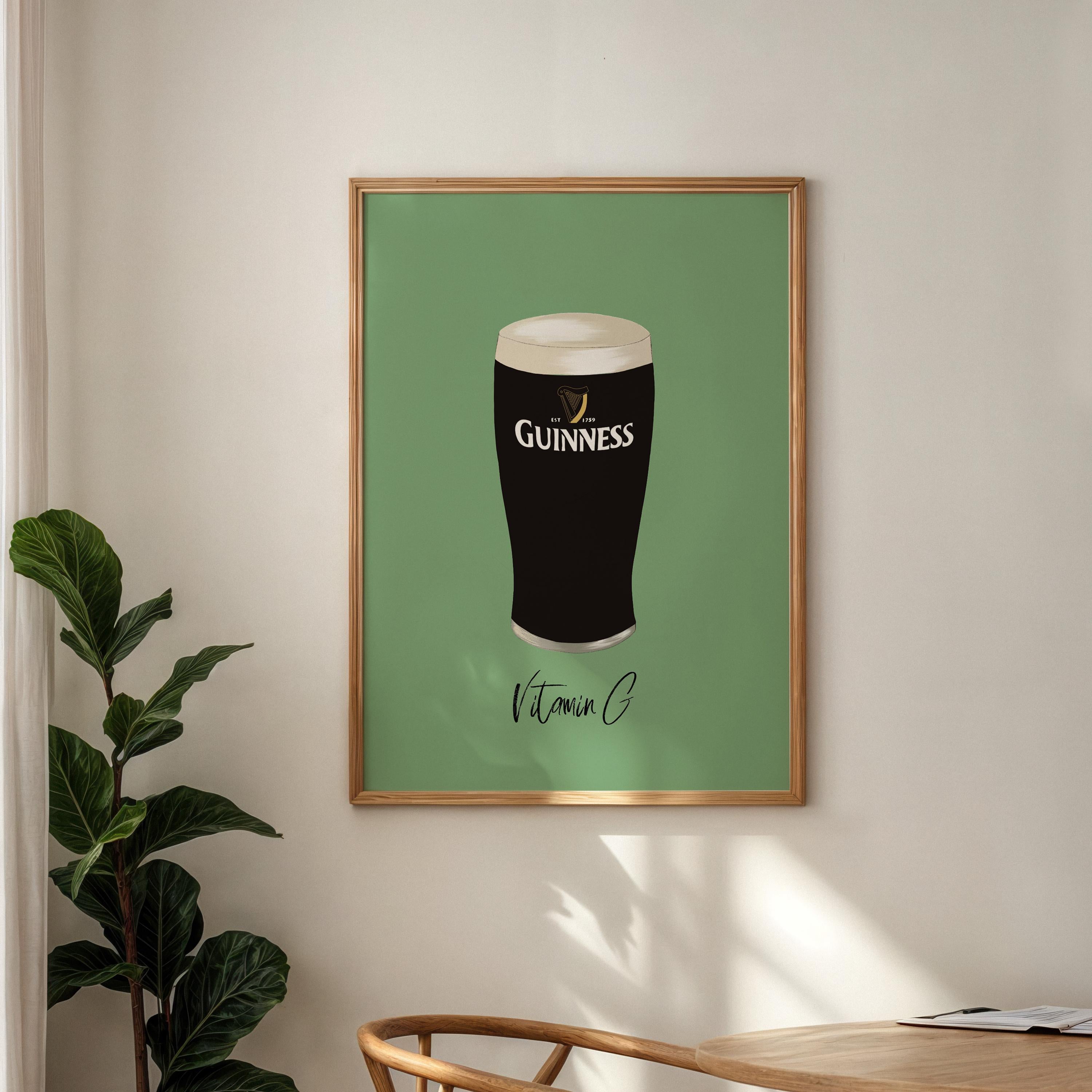 Guinness Beer Print: Home Bar Wall Art
