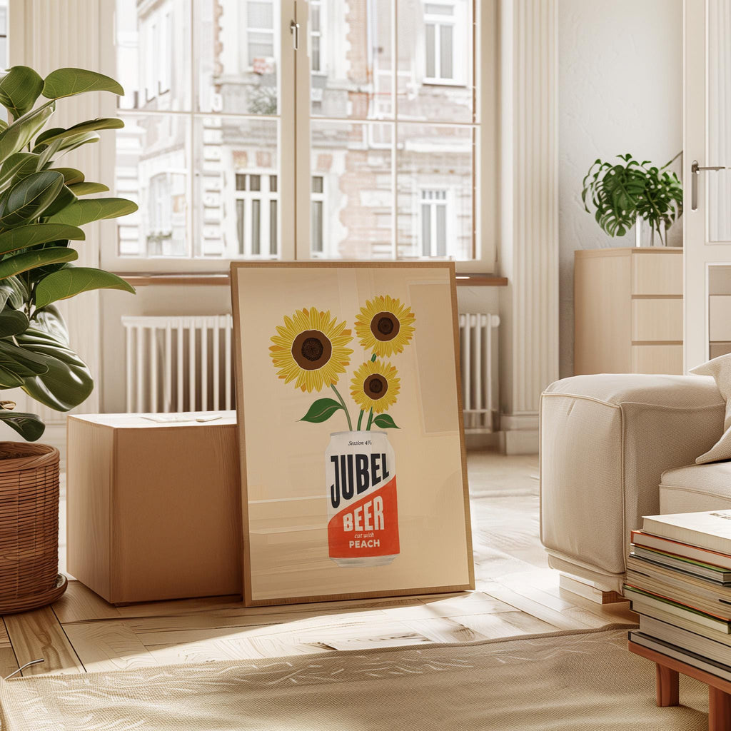 Peach Beer Print: Jubel Art, Sunflower Decor
