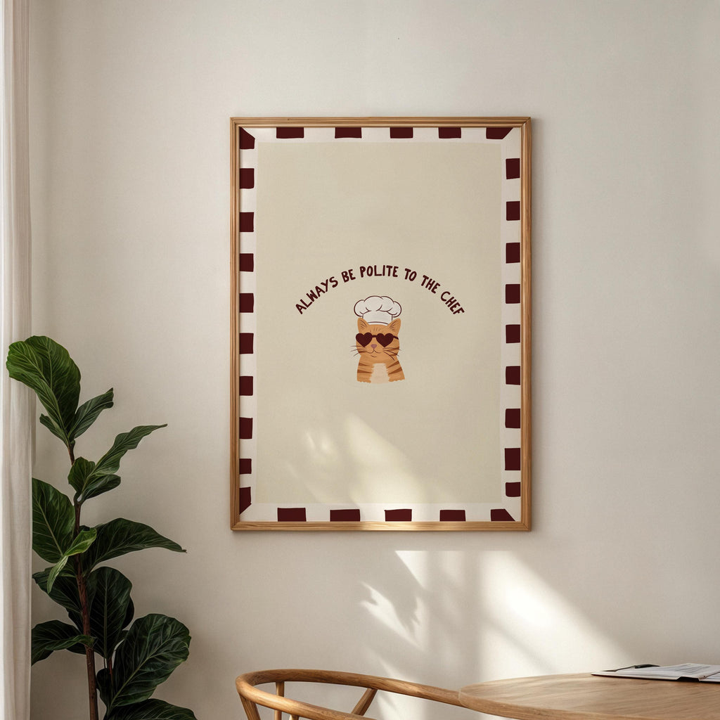 Ginger Cat Kitchen Print, Always Be Polite To The Chef