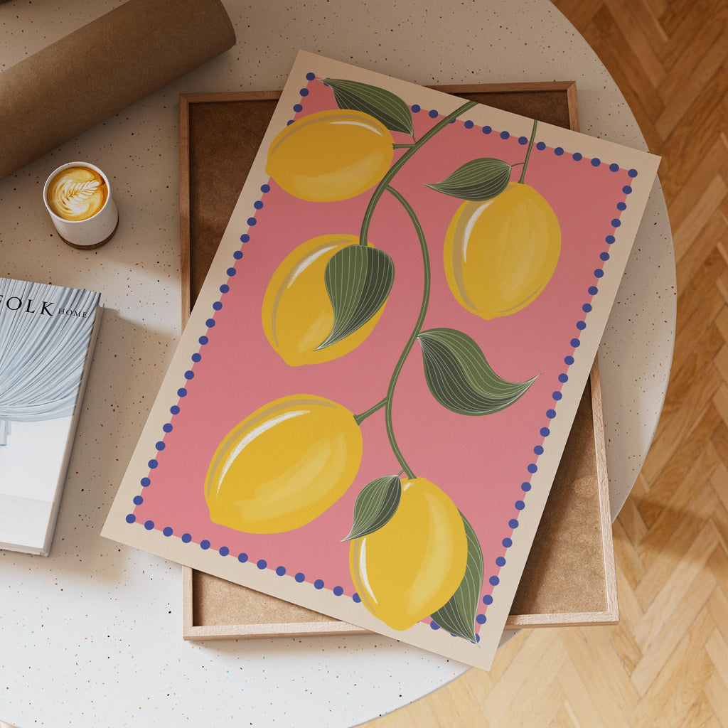 Lemon Kitchen Print: Bright Colorful Wall Art