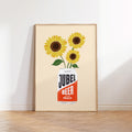 Peach Beer Print: Jubel Art, Sunflower Decor