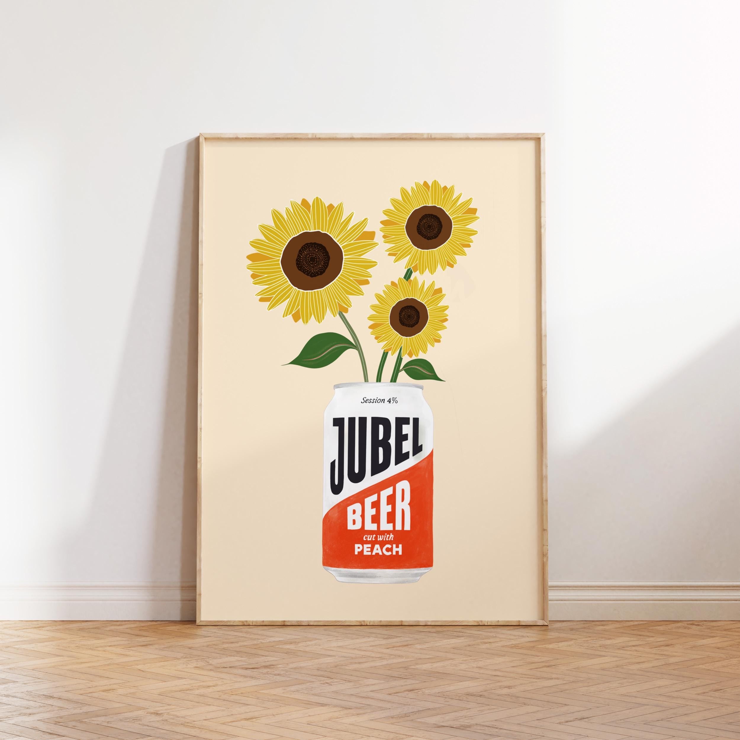 Peach Beer Print: Jubel Art, Sunflower Decor