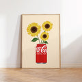 Coke and Sunflowers Print: Coke Lover's Kitchen Wall Art