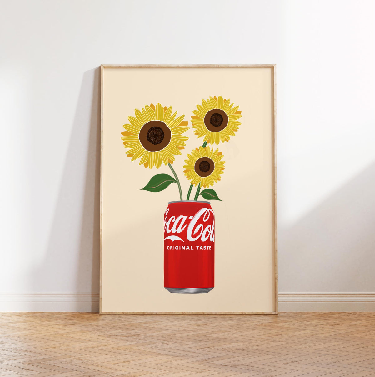 Coke and Sunflowers Print: Coke Lover's Kitchen Wall Art