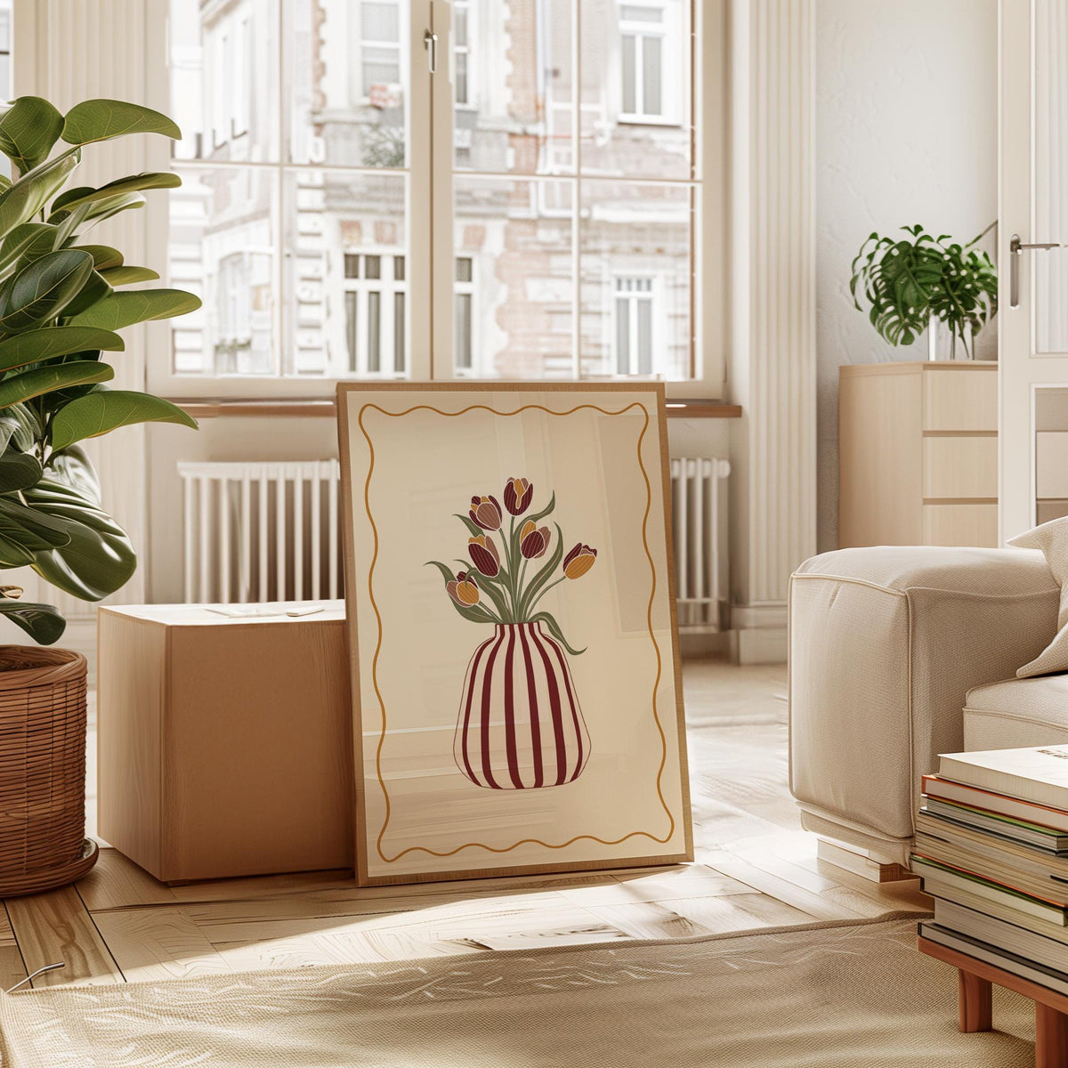 Autumn Tulip Print: Modern Floral Wall Art