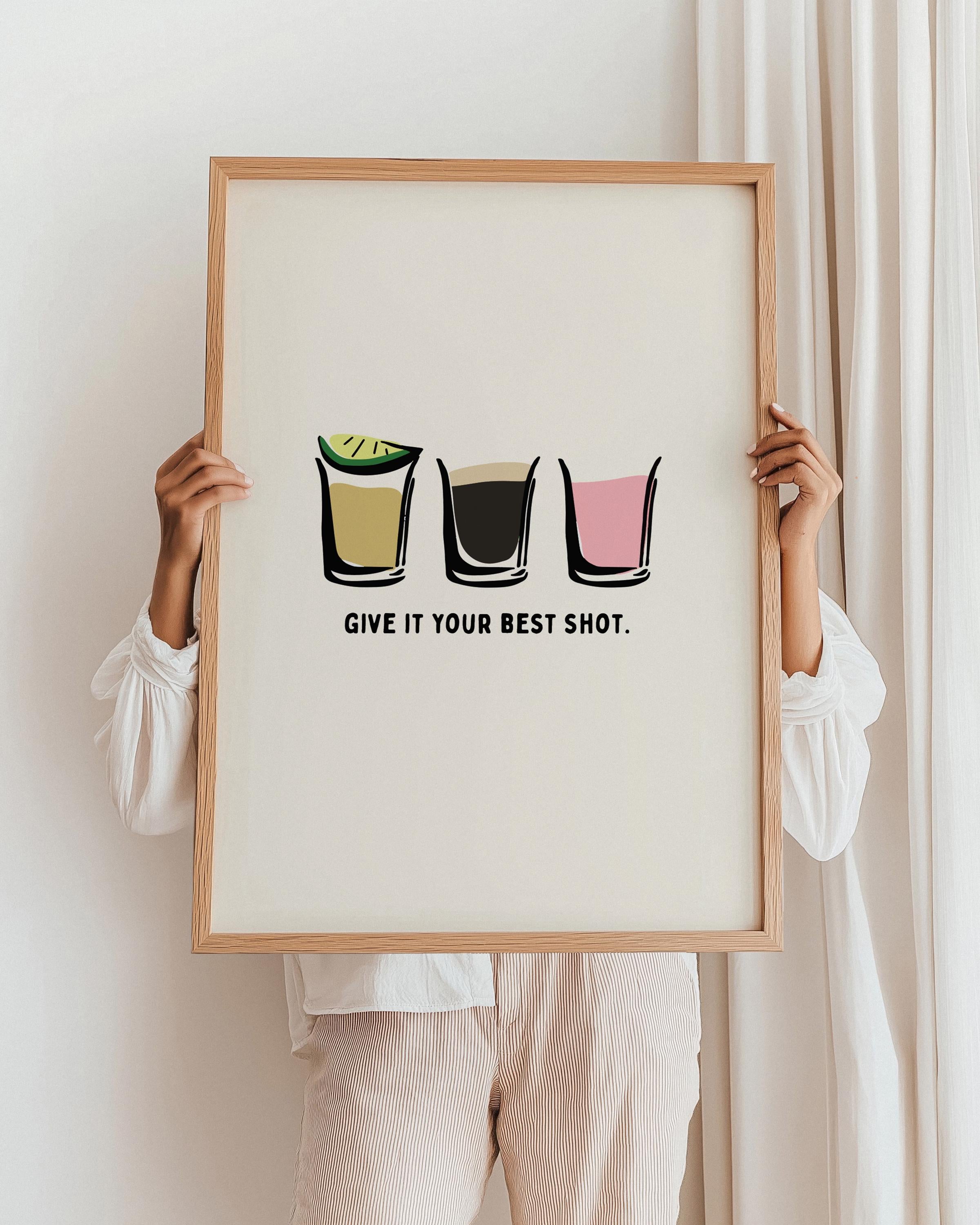 Tequila & Baby Guinness Shot Print: Bar Kitchen Wall Art