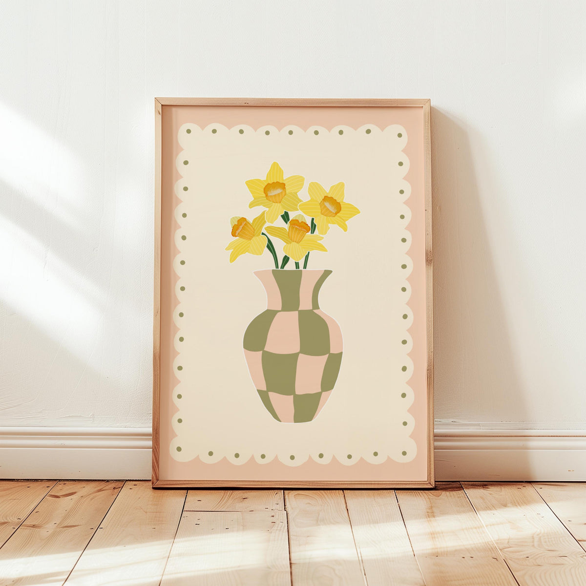 Daffodil Vase Print, Easter Floral Decor, Spring Wall Print
