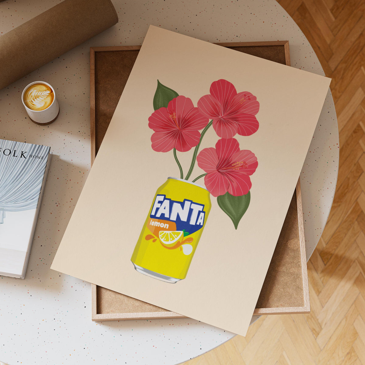 Lemon Fanta inspired Print: Summer Hibiscus Flower Wall Art