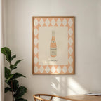 Chicken Wine: Trendy Pattern Kitchen Wall Art, Home Bar