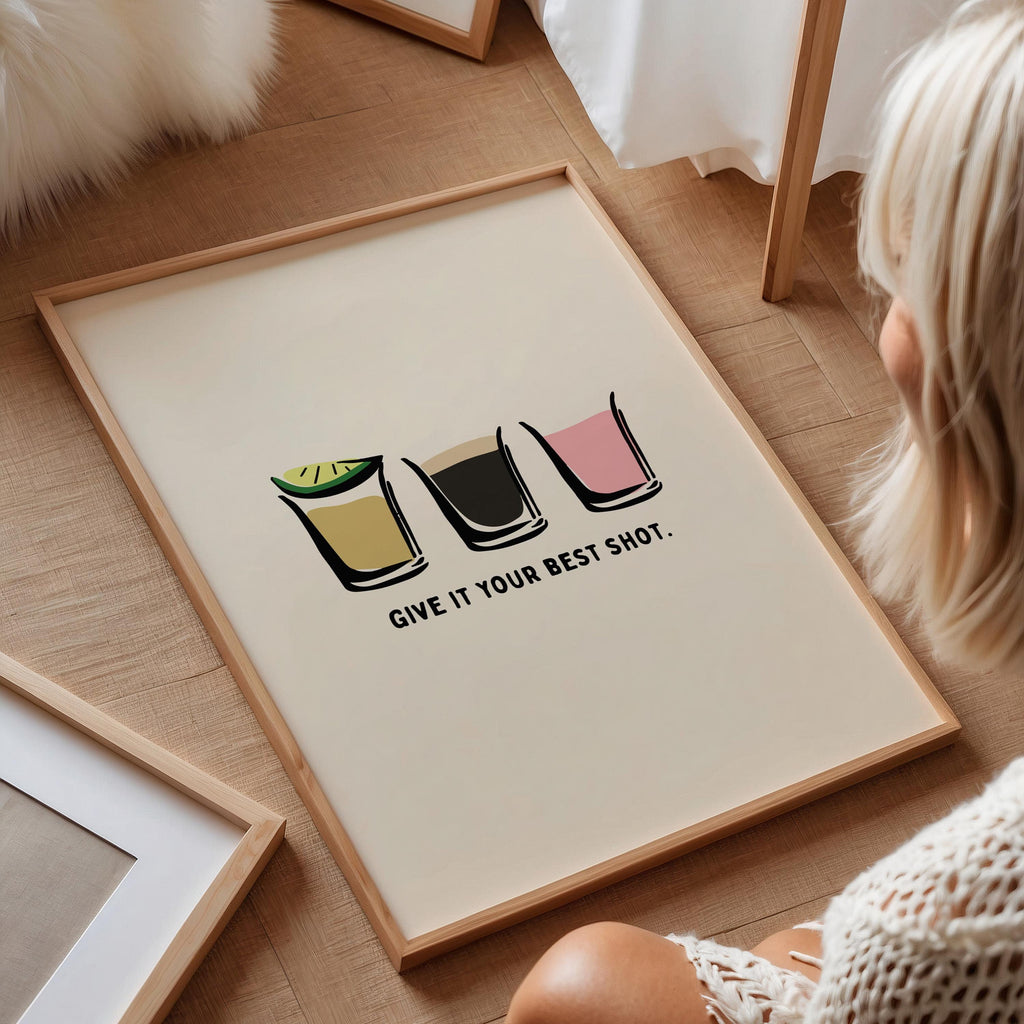 Tequila & Baby Guinness Shot Print: Bar Kitchen Wall Art