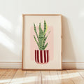 Snake Plant in a Striped Plant Pot Print