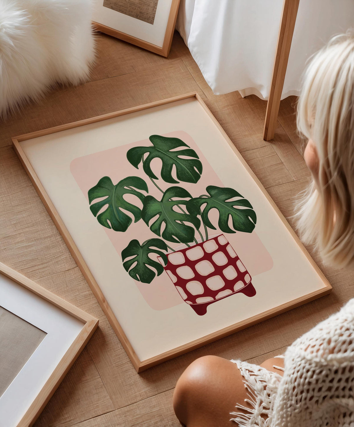 Monstera Plant in a Colourful Pot Print