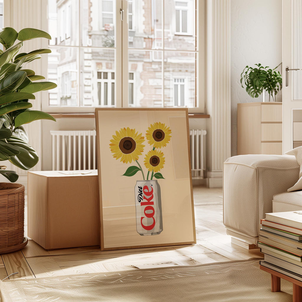 Diet Coke & Sunflower Print: Whimsical Kitchen Wall Art