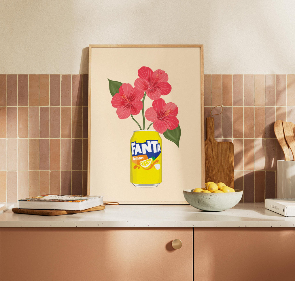 Lemon Fanta inspired Print: Summer Hibiscus Flower Wall Art