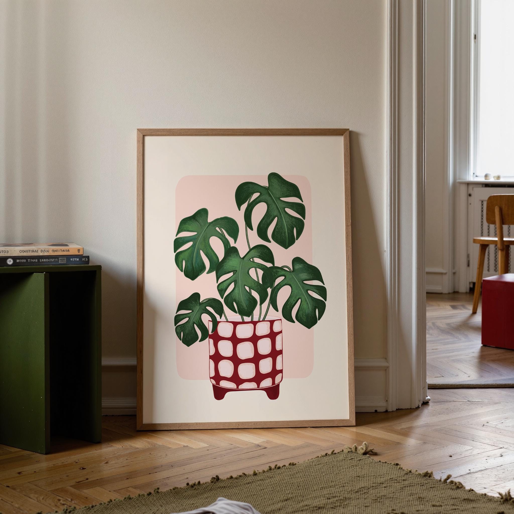 Monstera Plant in a Colourful Pot Print