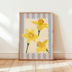 Stripe Daffodil Print, Easter Floral Decor, Spring Wall Print