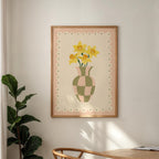 Daffodil Vase Print, Easter Floral Decor, Spring Wall Print