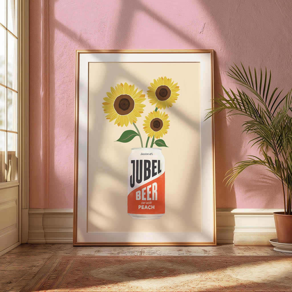 Peach Beer Print: Jubel Art, Sunflower Decor