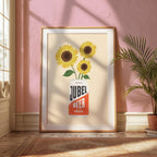 Peach Beer Print: Jubel Art, Sunflower Decor