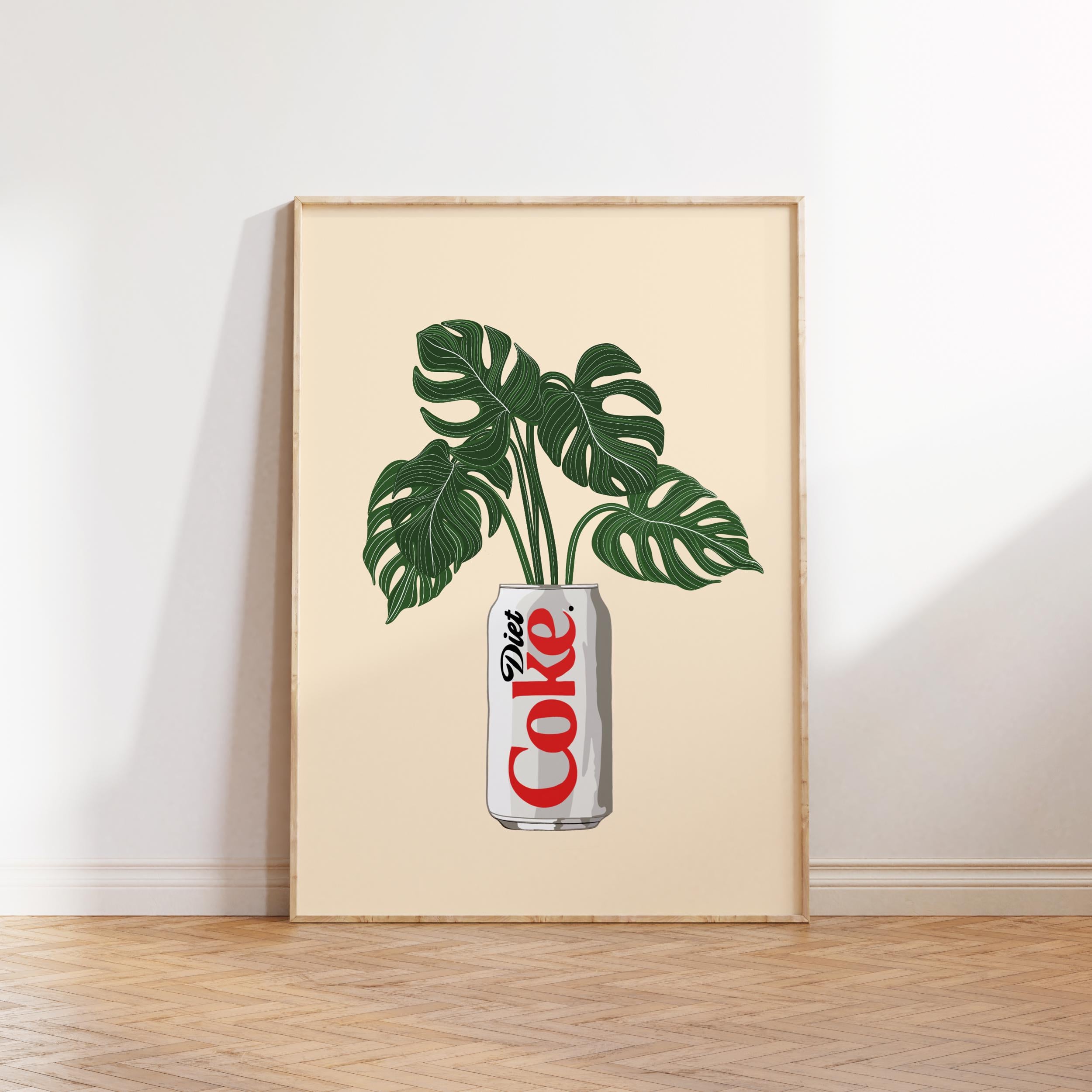 Diet Coke & Monstera Plant Print: Fun Kitchen Wall Art