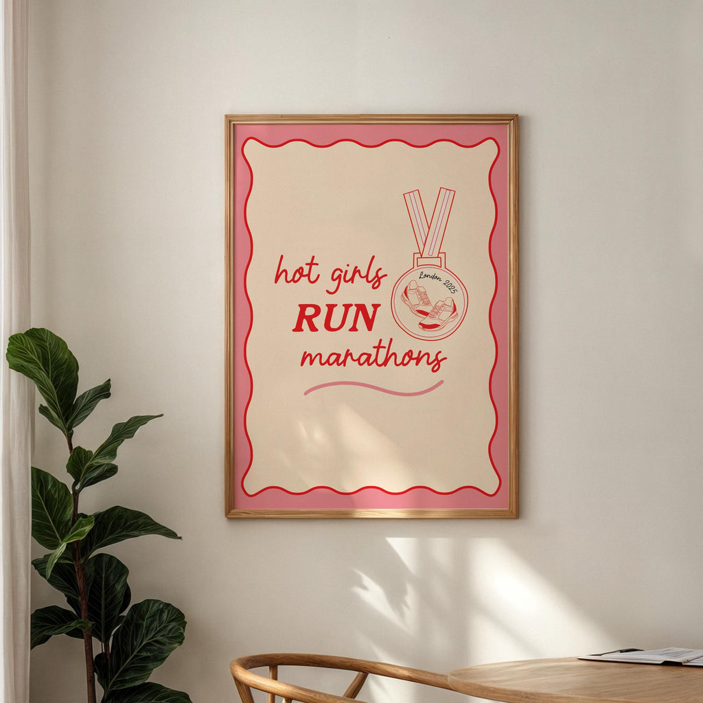 London Marathon 2025 Print: Hot Girls Run, Marathon Gift