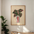 Diet Coke & Philodendron Pink Princess Plant Print: Whimsical Kitchen Wall Decor