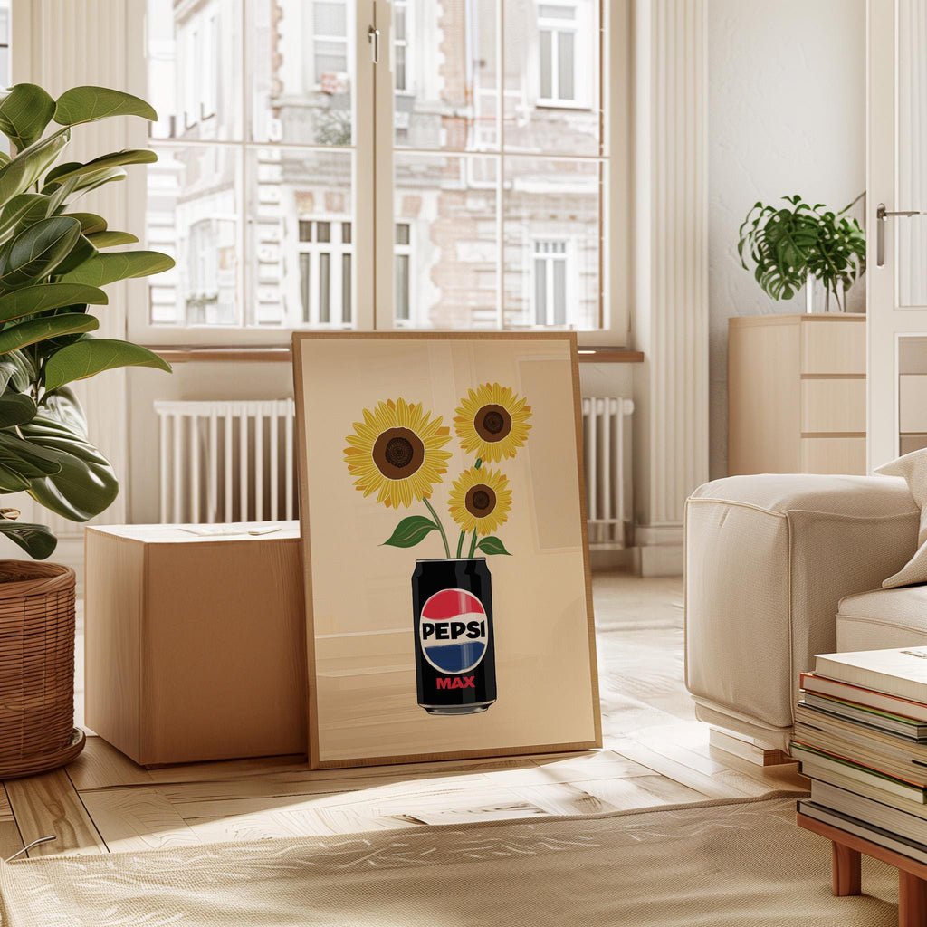 Pepsi Max Inspired Sunflower Print: Fun Kitchen Wall Art