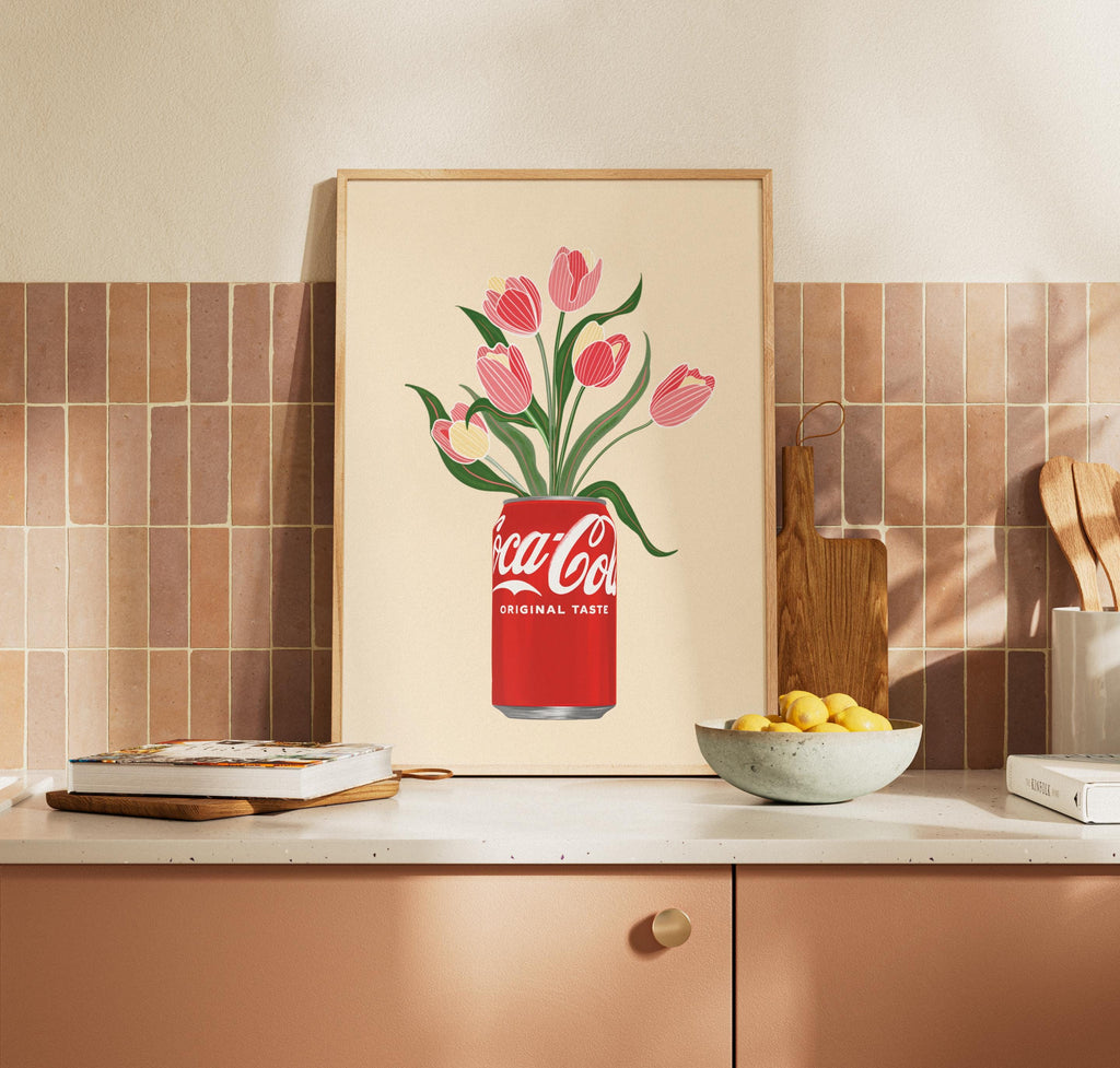 Coke and Tulips Print: Coke Lover's Wall Art