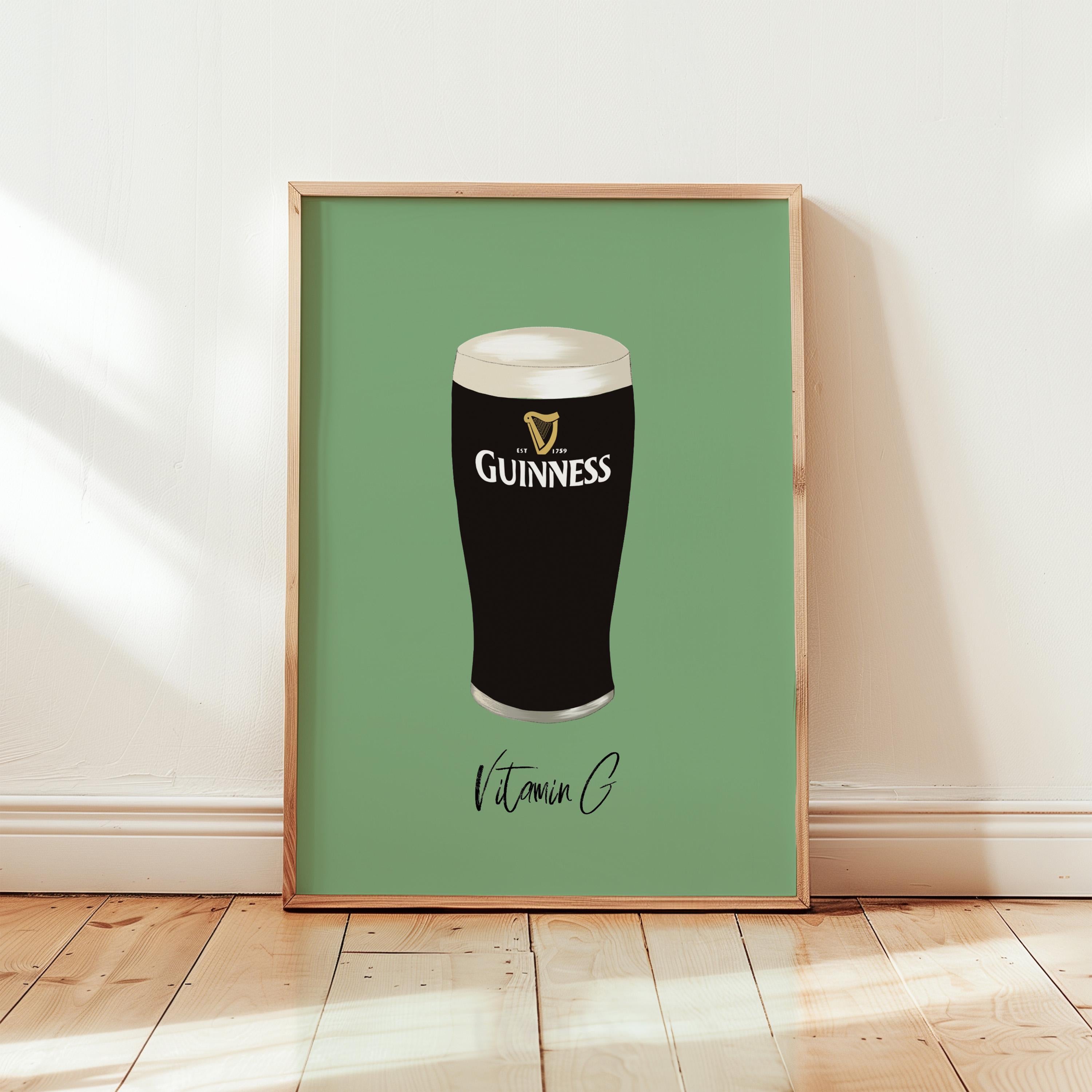 Guinness Beer Print: Home Bar Wall Art
