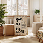 Decorative sign with text in a living room setting
