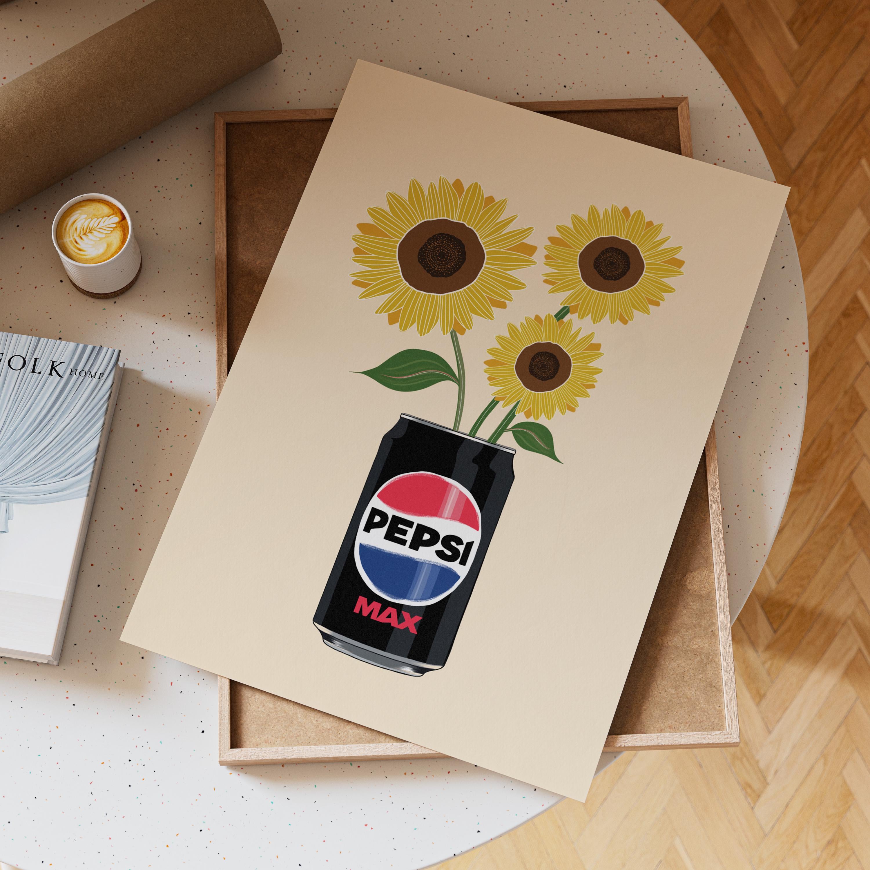 Pepsi Max Inspired Sunflower Print: Fun Kitchen Wall Art