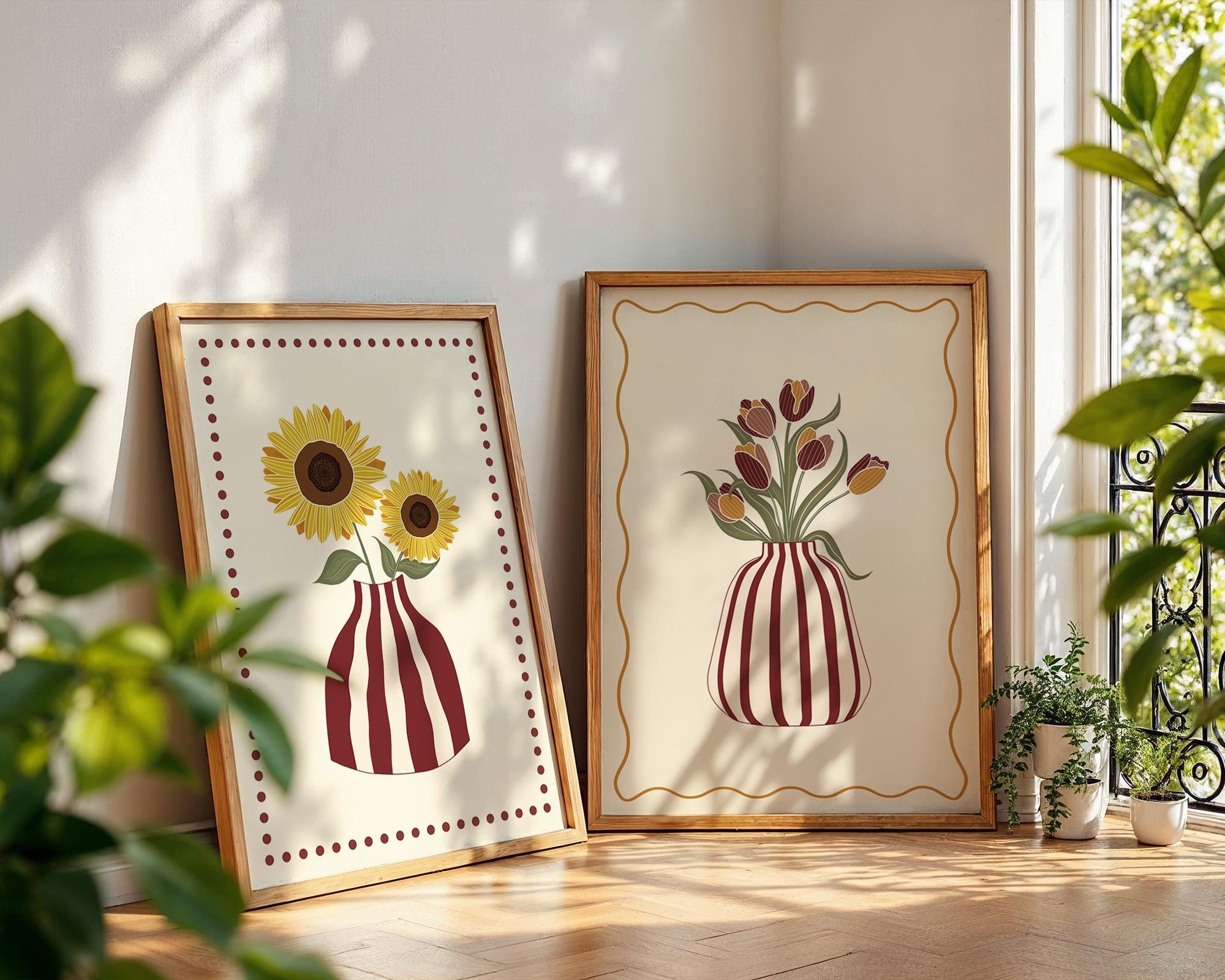 Autumn Tulip Print: Modern Floral Wall Art