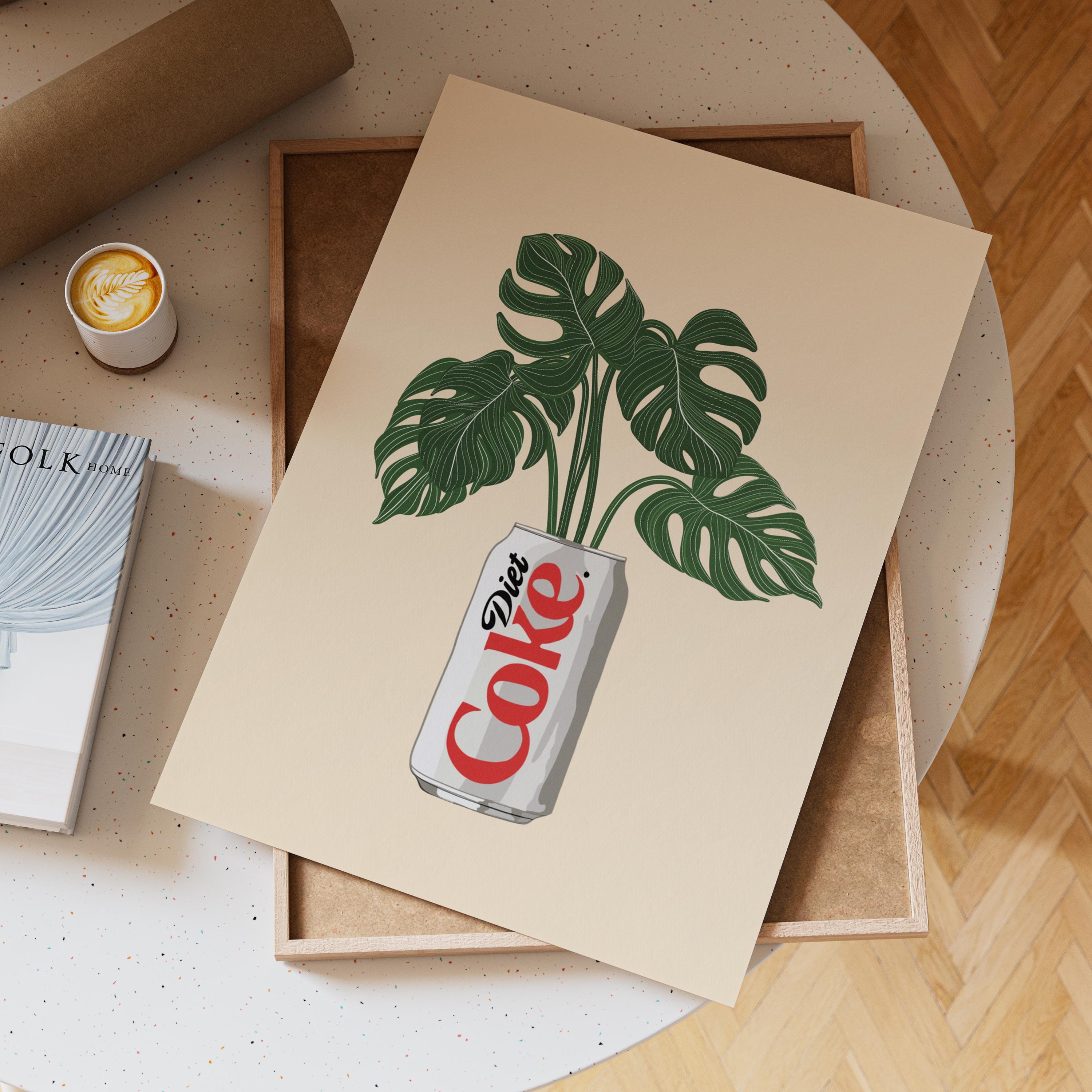Diet Coke & Monstera Plant Print: Fun Kitchen Wall Art