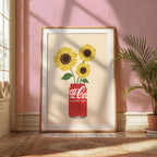 Coke and Sunflowers Print: Coke Lover's Kitchen Wall Art