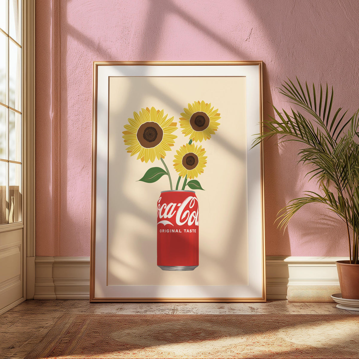 Coke and Sunflowers Print: Coke Lover's Kitchen Wall Art