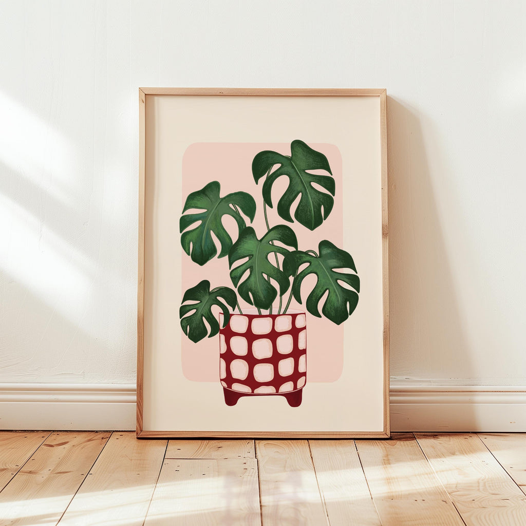 Monstera Plant in a Colourful Pot Print