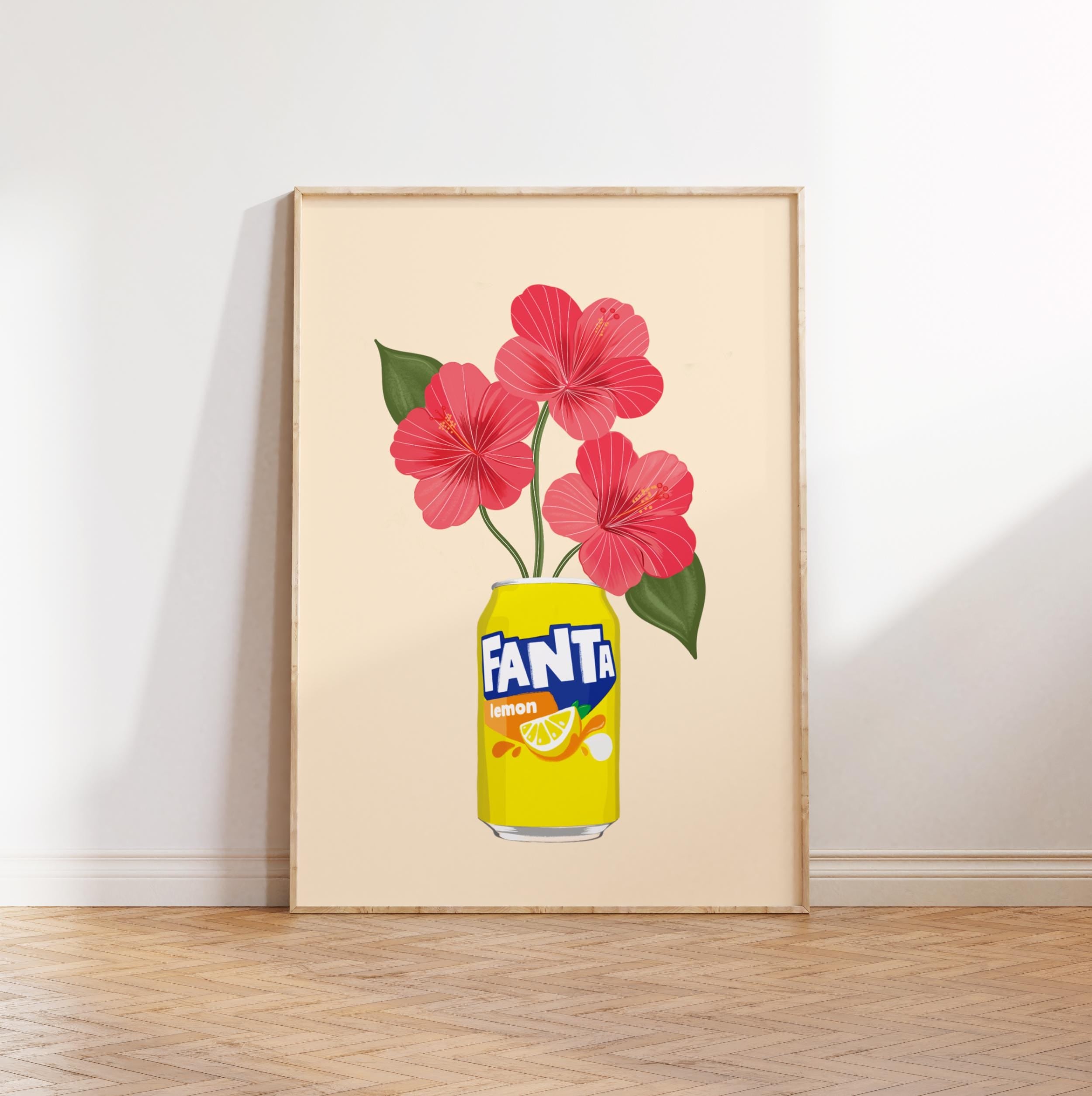 Lemon Fanta inspired Print: Summer Hibiscus Flower Wall Art