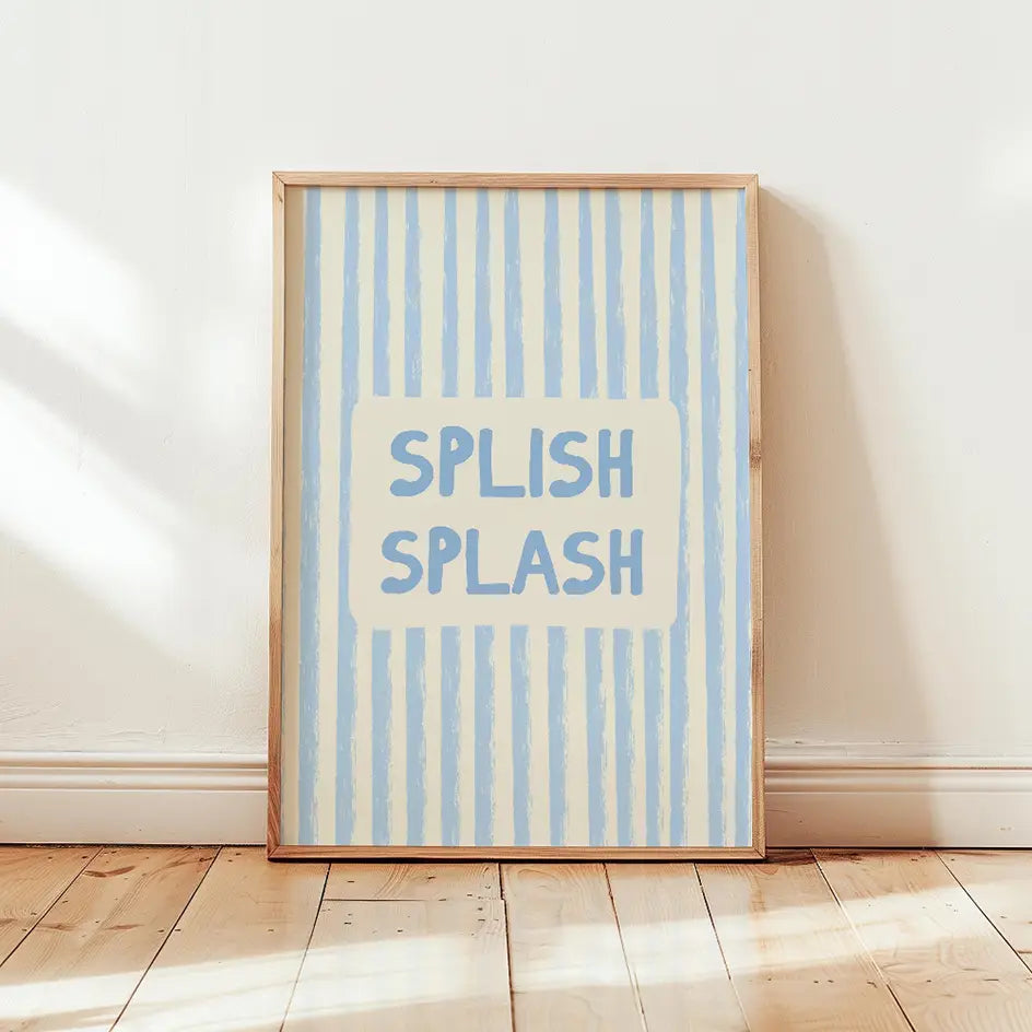 Splish Splash Bathroom Print: Soft Blue Wall Art