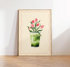 Matcha Tulips Art Print: Floral Matcha Illustration