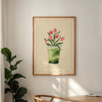 Matcha Tulips Art Print: Floral Matcha Illustration