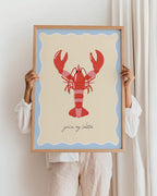 Lobster Wall Art Print: Pink Coastal Home Decor